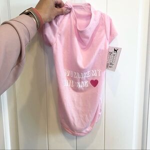 🌈 6/$60, NWT “You Make My Tail Wag,” Pink/White Hoodie T-shirt, Size Large